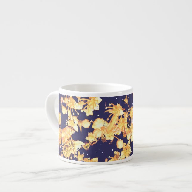 hydrangea night and gold espresso cup (Front Left)