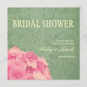 Hydrangea on Baroque Texture Bridal Shower Invitation