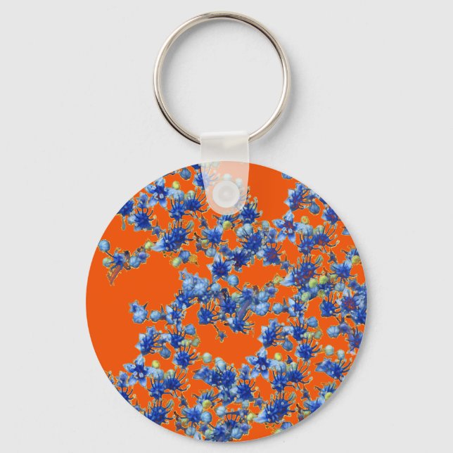 hydrangea orange and blue key ring (Front)
