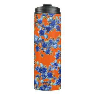 Hydrangea Orange and Blue Thermal Tumbler