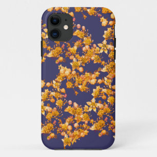 hydrangea orange and navy iPhone 11 case