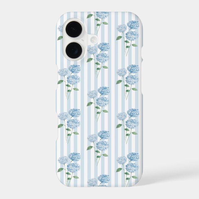 Hydrangea Painting Nautical Blue Stripe Coastal (Back)