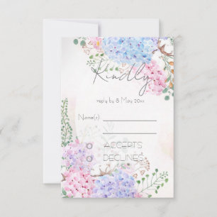 hydrangea paintings Wedding RSVP Card