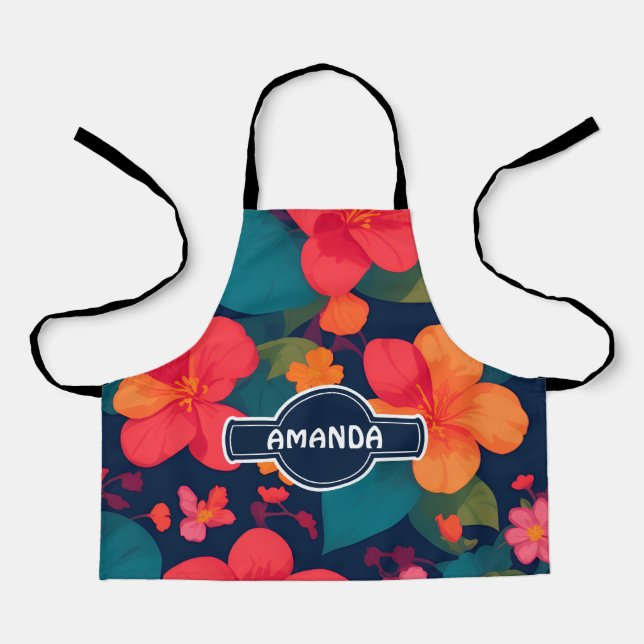 Hydrangea Pastel Colourful Personalised Pattern Apron (Front)