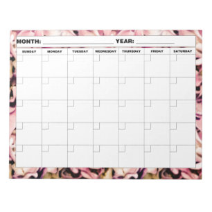Hydrangea Pattern Blank Calendar Notepad