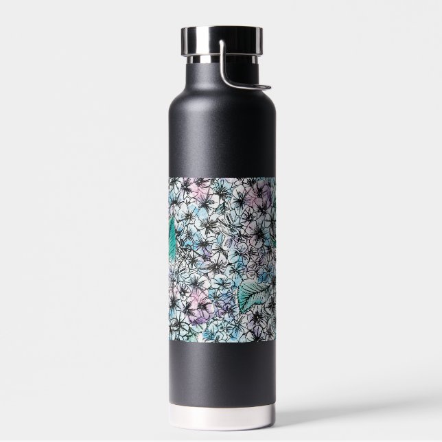 Hydrangea pattern water bottle (Left)