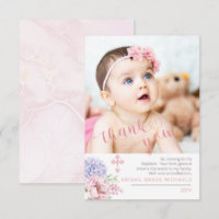 Hydrangea | Peony Blooms Baptism Photo Thank You
