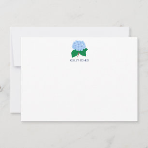 Hydrangea Personalised Flat Note Card