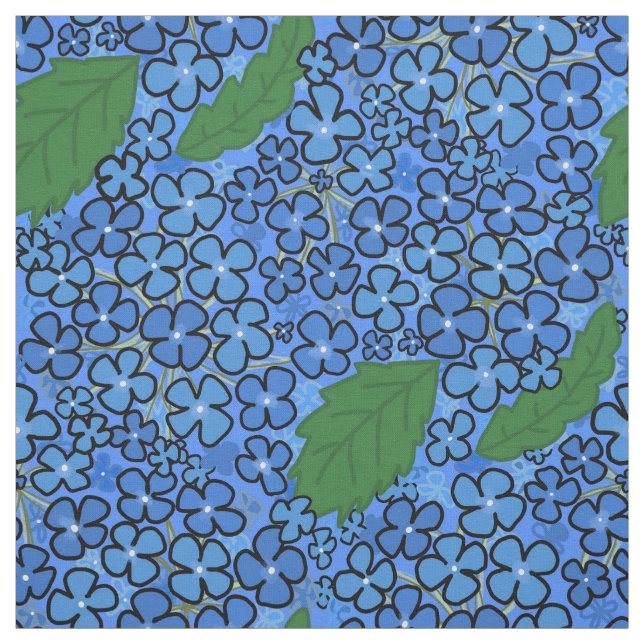 Hydrangea Petals Blue Seamless Botanical Fabric (Swatch)