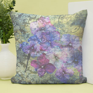 Hydrangea Petals Floral Ephemera Cushion