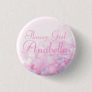 Hydrangea pink purple flower girl wedding pin