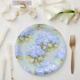 Hydrangea Plates Duck Egg Blue Floral Party