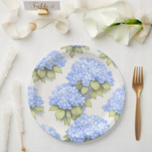 Hydrangea Plates | Elegant Ivory Blue Floral Party