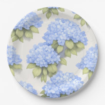 Hydrangea Plates | Elegant Ivory Blue Floral Party