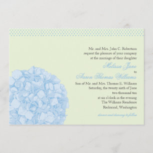 Hydrangea + Polka Dots Wedding Invitation