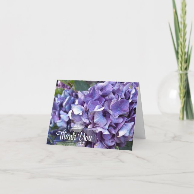 Hydrangea Purple Flower Thank You Card (Front)
