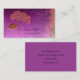 Hydrangea Purple Gold Metallic Floral Business Card