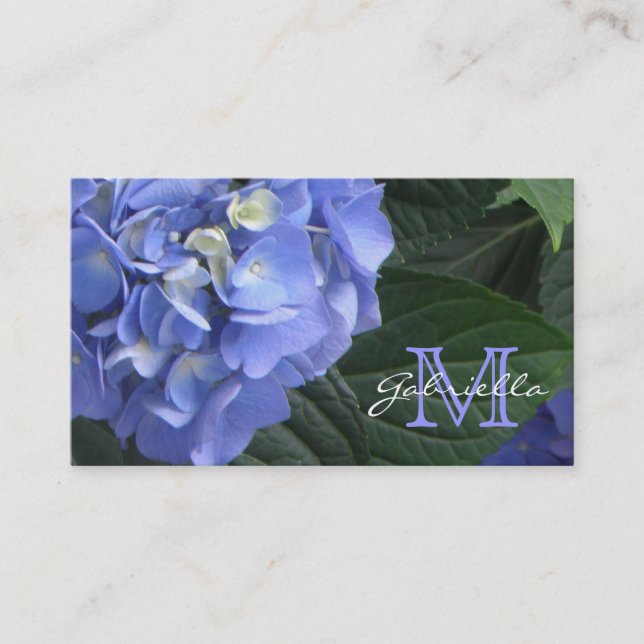 Hydrangea: Purple Monogram Business Cards (Front)