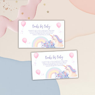 Hydrangea Rainbow Unicorn Books For Baby Shower Enclosure Card