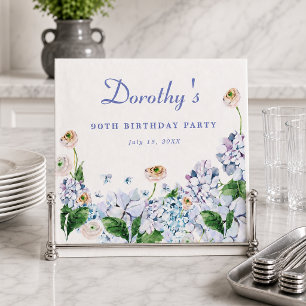 Hydrangea Rose 90th Birthday Personalised Custom Napkin