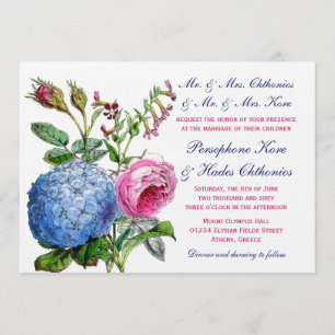 Hydrangea Roses Floral Wedding Invitations
