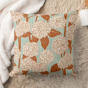 hydrangea rust duck egg cushion