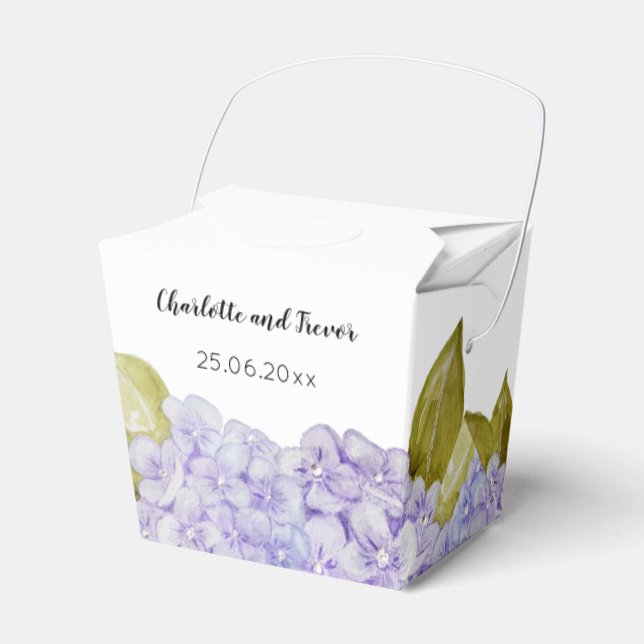 Hydrangea Shades Of Violet Blue Favour Box (Front Side)