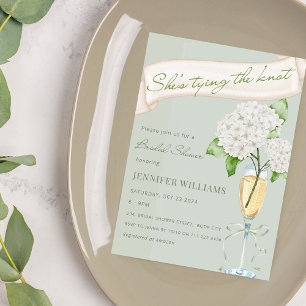 Hydrangea She's Tying The Knot Sage Bridal Shower  Invitation