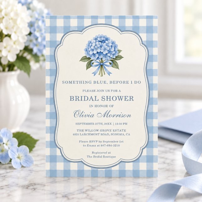 Hydrangea Something Blue Before I Do Bridal Shower Invitation (Creator Uploaded)