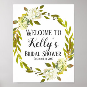 Hydrangea spring flower welcome sign