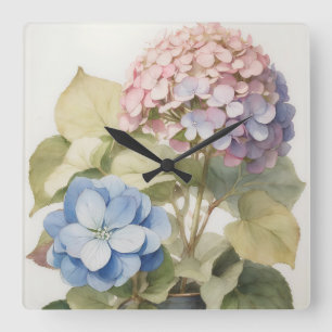 Hydrangea Square Wall Clock