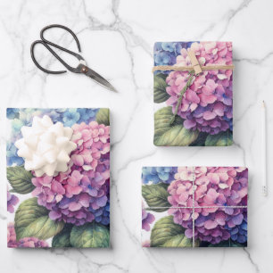 hydrangea summer flowers floral botanical garden wrapping paper sheet