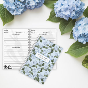 Hydrangea Summer Garden Pale Blue Family Recipes Notebook