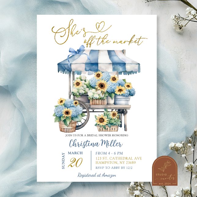 Hydrangea sunflower She's off the Market Bridal Invitation (Creator Uploaded)