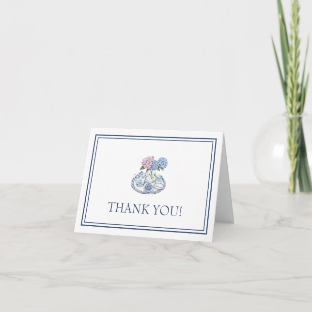 Hydrangea Tea Party Thank You Card (Front)