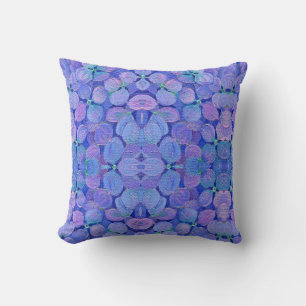 Hydrangea Throw Pillow - Lavender, Blue & Pink