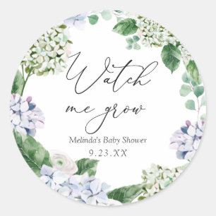 Hydrangea Watch me Grow Plant Favour  Classic Round Sticker