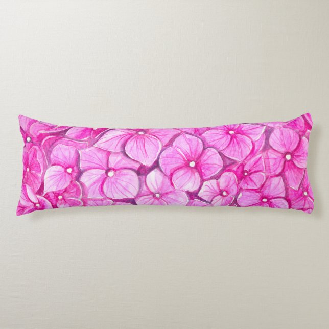 Hydrangea watercolor body cushion (Front)
