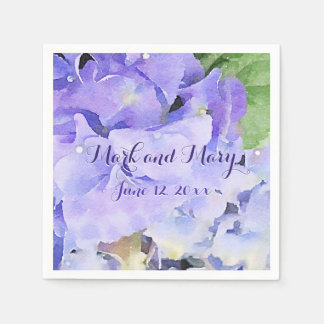 Hydrangea Watercolor Custom Wedding Disposable Napkin