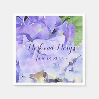 Hydrangea Watercolor Custom Wedding Disposable Napkin Hydrangea Watercolor Custom Wedding Disposable Napkin