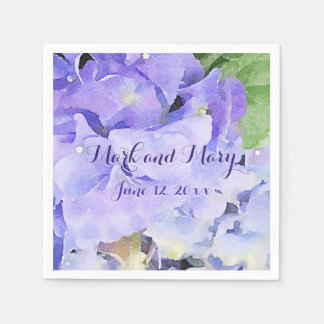 Hydrangea Watercolor Custom Wedding Disposable Napkin