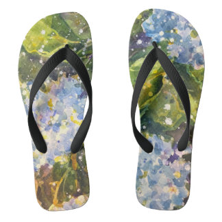 Hydrangea watercolor flip flops