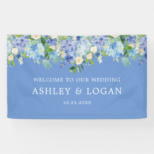 Hydrangea Watercolor Floral Wedding Welcome Banner