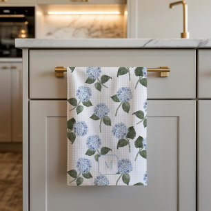 Hydrangea Watercolor Flowers Blue Tea Towel