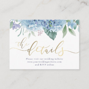 Hydrangea watercolor flowers Wedding Website Enclosure Card