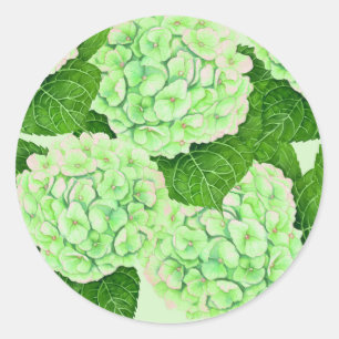 Hydrangea watercolor pattern classic round sticker