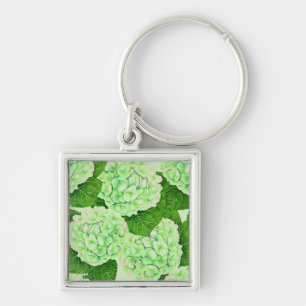 Hydrangea watercolor pattern key ring