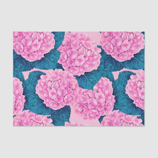 Hydrangea watercolor pattern, pink and blue tissue paper (Front)