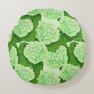 Hydrangea watercolor pattern round cushion