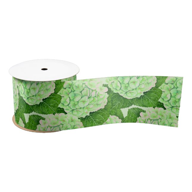 Hydrangea watercolor pattern satin ribbon (Spool)